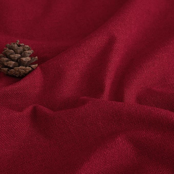 Red Linen Blackout Curtains for Living Room, 52x90 Inch 2 Panels | Faux Linen - Image 4