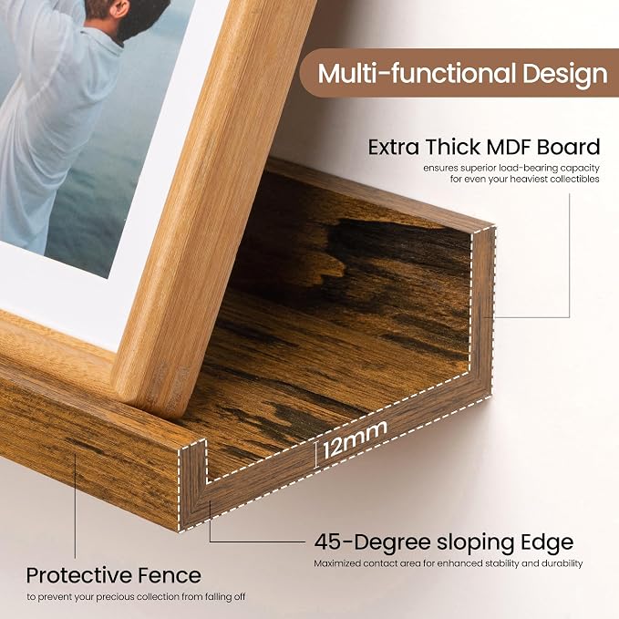 Fun Memories Picture Ledge Shelf, 60 Inch Floating Shelves Set of 2, Large Book - Image 5