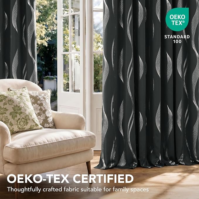 Deconovo Curtains for Living Room, Pattern Blackout Curtains 72 Inches Long | - Image 5