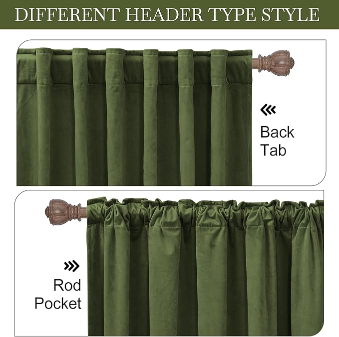 RYB HOME Velvet Curtains 120 inches Long, Extra Long High Ceiling Curtains | - Image 3