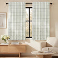 DriftAway 100% Blackout Windowpane Plaid Linen Curtains 45 Inches Black | by DriftAway
