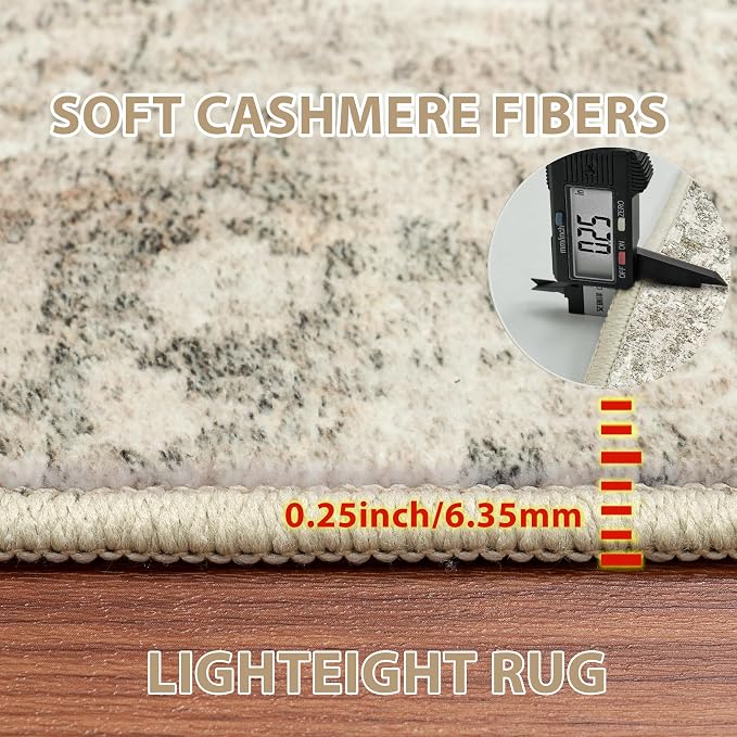 6x9 Area Rugs for Living Room Washable Bedroom Dining Room Beige Brown | Modern - Image 6