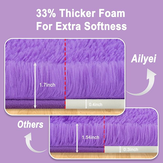 Soft Runner Rugs for Bedroom Hallways 2x8 Feet Light Purple Washable | Upgraded - Image 2