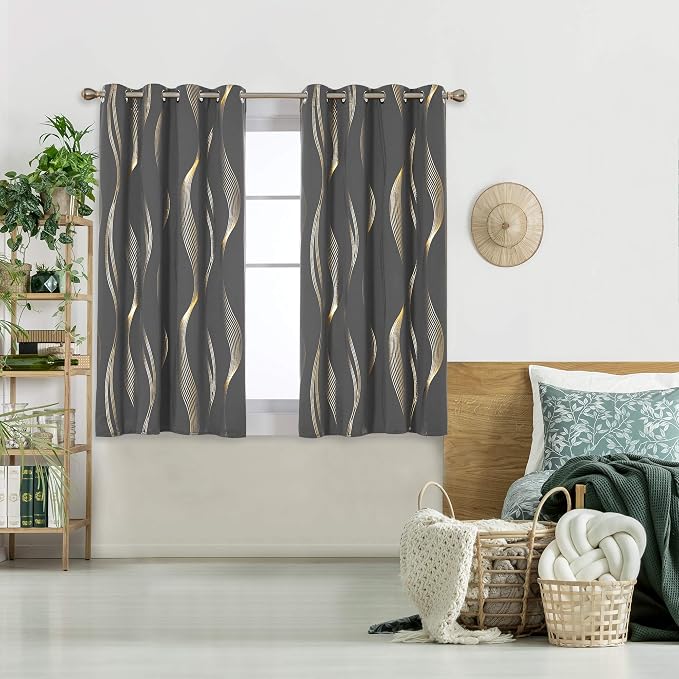 Deconovo Curtains for Living Room, Pattern Blackout Curtains 63 Inches Long | - Image 2