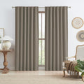 Taupe Blackout Curtains 96 Inches Long 2 Panels Back Tab Pocket Hook Belt by KEQIAOSUOCAI