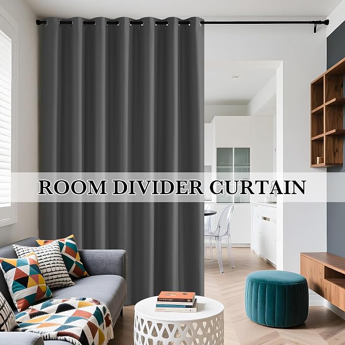 RYB HOME Extra Wide 100% Blackout Patio Door Grommet Curtain 96 inch Long | - Image 5