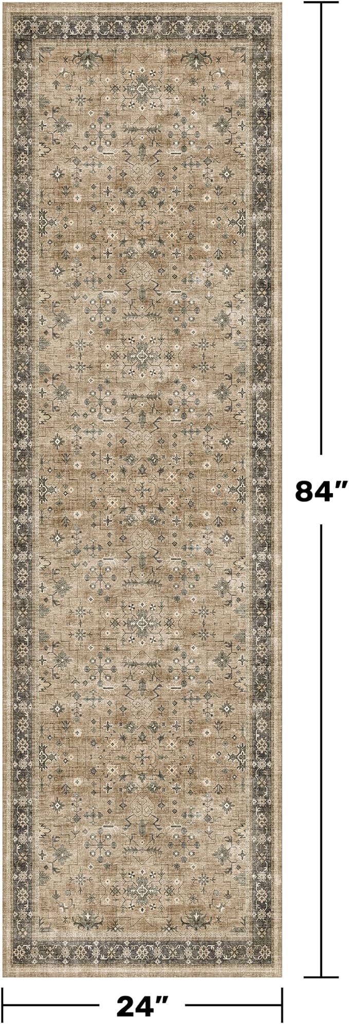 Soft Taupe 2x7 Runner Rug for Hallway, Natural Runner Rug for Kitchen, Non-Slip - Image 2