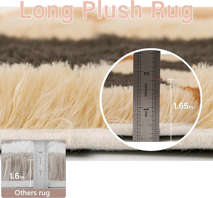 Soft Shag Rug 9x12 Living Room High Pile Non-Slip Fluffy Carpet | Machine - Image 7