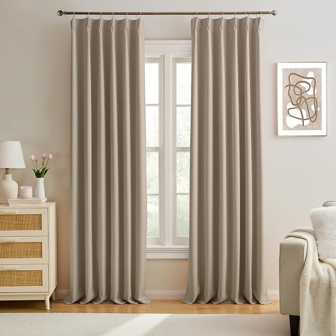 Pinch Pleated Curtains 132 Inch Long 11 FT Tall Curtains by KEQIAOSUOCAI