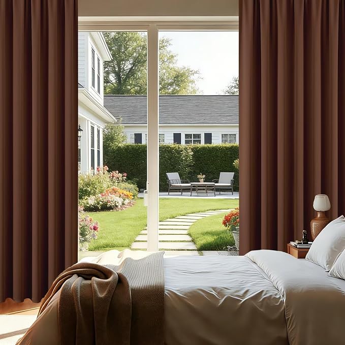CUCRAF Brown Blackout Curtains 90 inch Length 2 Panels Set, Rod Pocket Room - Image 8