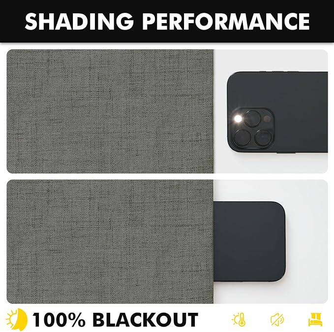 MIULEE 100% Blackout Linen Curtains 42 x 63 Inch Dark Grey 2 Panels | Thermal - Image 7