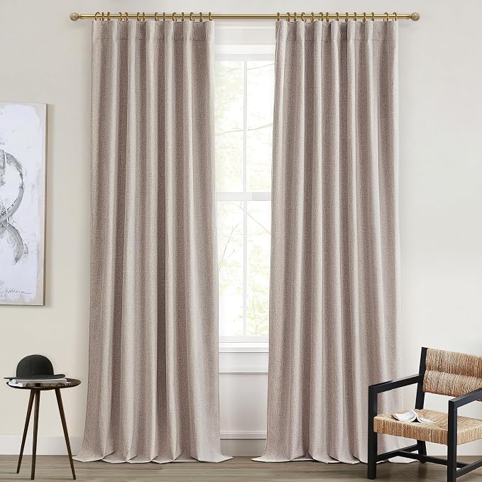 QJmydeco Nursery Curtains Neutral Blackout, Floor to Ceiling Track Privacy by QJMYDECO