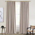 Primitive Linen Curtains for Living Room 96 Inches Long, Rustic Country Style by QJMYDECO