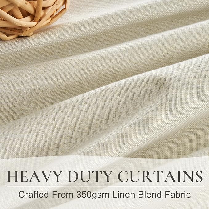 QJmydeco Warm Cream 120 Inch Curtains High Ceiling Tall Curtain - Image 4