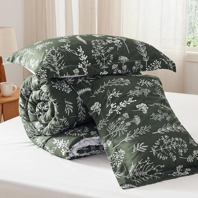 Bedsure Dark Olive King Comforter Set - Image 7