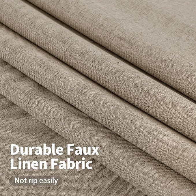YoungsTex Taupe Linen Blackout Curtains 84 Inches Long 2 Panels - Image 6