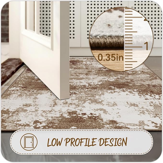 Brown Entryway Rug 3x5 Washable Door Mat Indoor Entrance 36x60 | Small Throw - Image 5