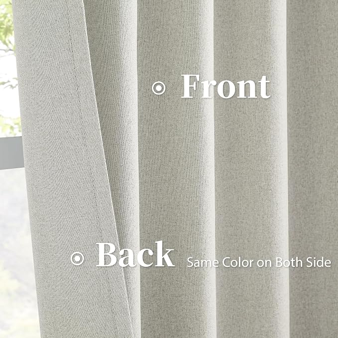 Linen Textured Blackout Curtains, Heat and Full Light Blocking Drapes, Warm - Image 4