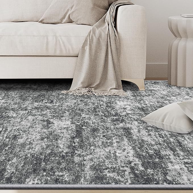 6x9 Area Rugs for Living Room Washable Bedroom Dining Room Black Grey | Modern - Image 9