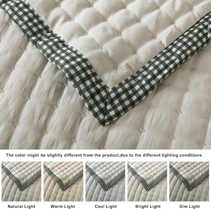 WDCOZY Wheat Oversized King Quilt Set, California Cal King Rustic Bedspread - Image 5