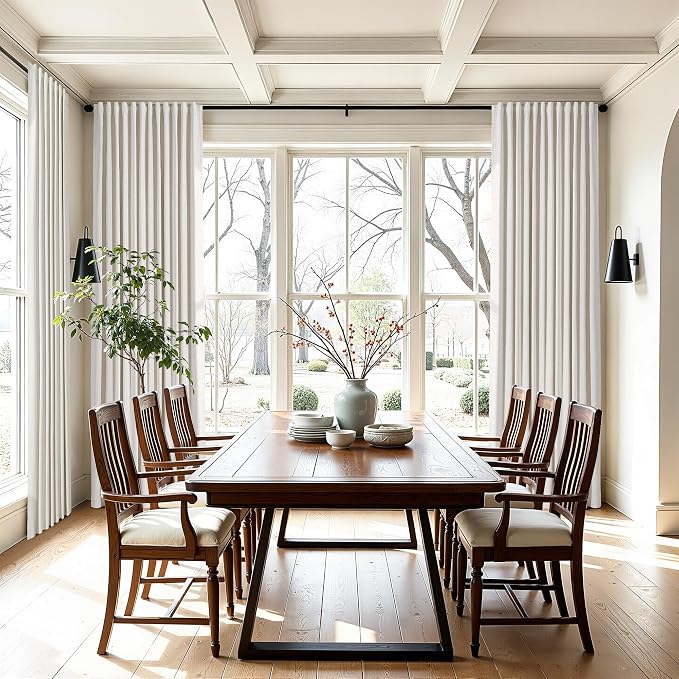 100% Blackout Linen Curtains for Bedroom Ceiling to Floor 96 Inch Long 8FT - Image 7