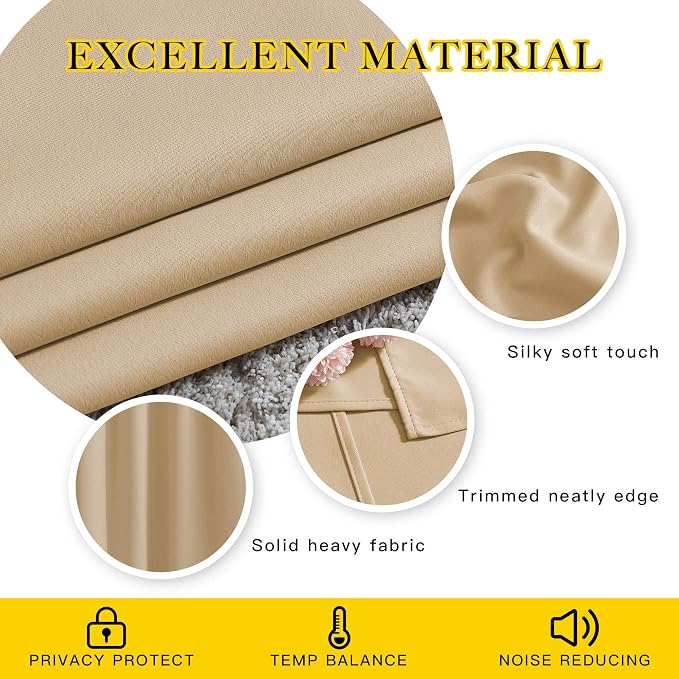 NICETOWN Beige Room Darkening Curtains Blackout 30 inch Curtains - Image 4