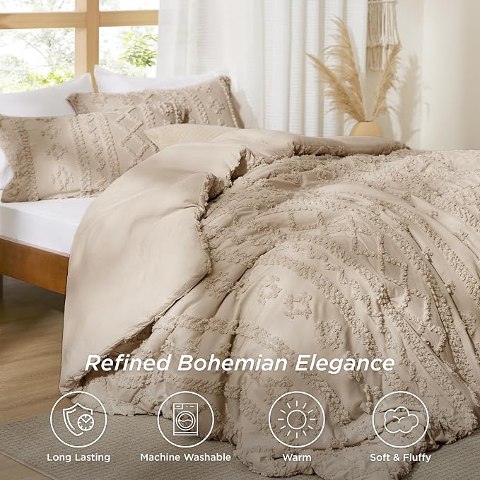 Bedsure Tufted Boho Comforter Set Full Size - Image 4