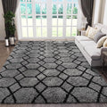 6x9 Area Rugs for Living Room Bedroom, Large Fluffy Grey and Black Throw Shag by ONASAR