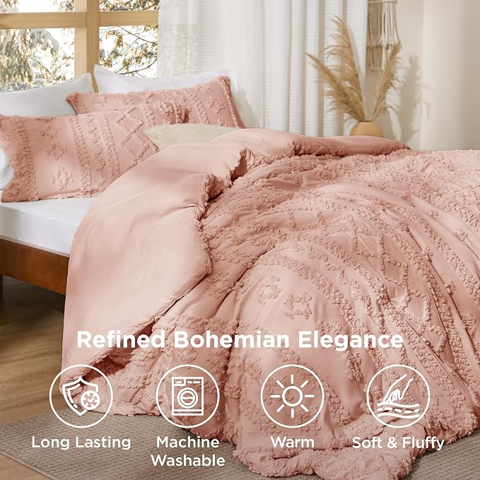 Bedsure Tufted Boho Comforter Set Queen Size - Image 3