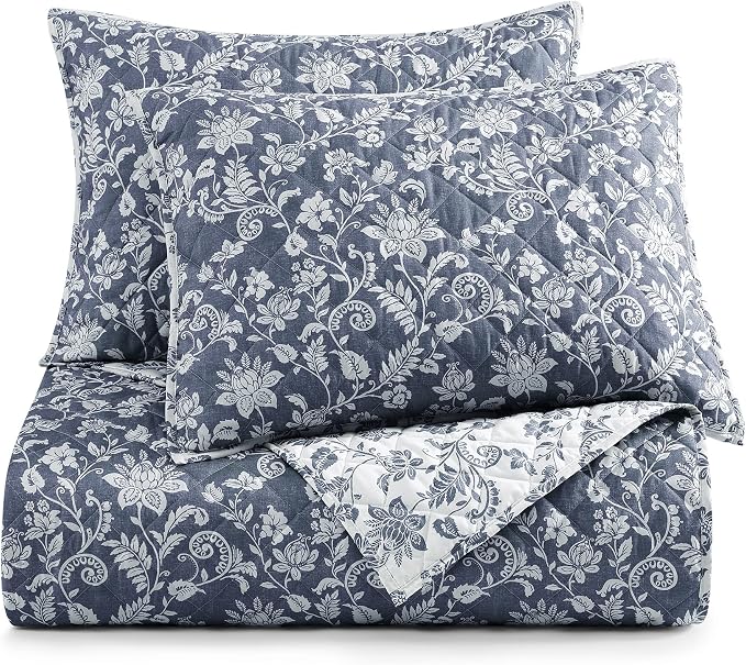 California King Quilt Set-3 Pieces Soft Bedding Floral Reversible Coverlet | by BLOOMHAVEN