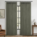 Greenish Grey Extra Wide Blackout Pleated Linen Curtains 90 Inches Long | by PleatedDrapes
