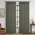 Blackout Extra Wide Pleated Linen Greenish Grey Curtains 84 Inches Long | by PleatedDrapes