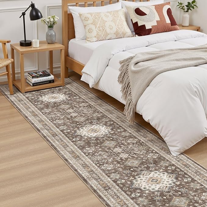 cotiled 2x6 Hallway Runner Rug for Entryway, Non-Slip Vintage, Dark Brown | - Image 3