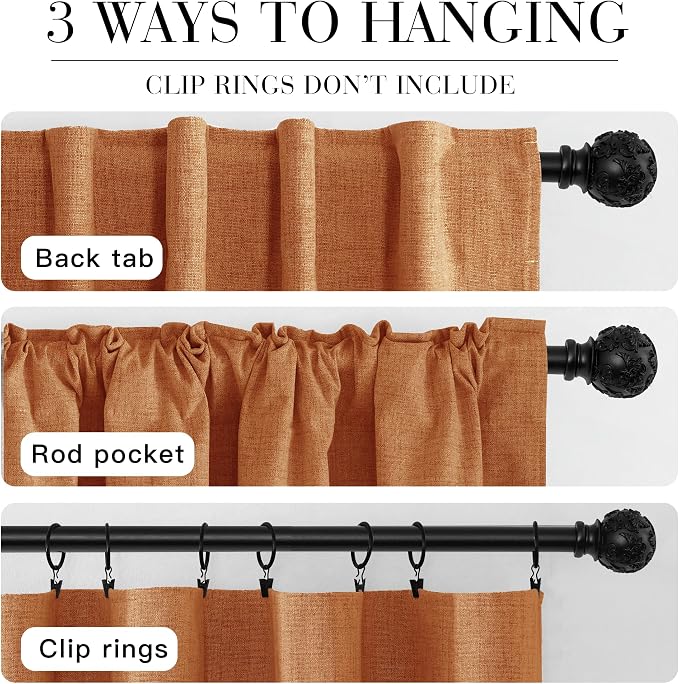 RYB HOME Burnt Orange Total Blackout Curtains 96 Inch Long - Image 7