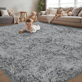 4x6 Area Rug for Living Room, Light Gray Fluffy Shag Non-Slip Bedroom Rugs | by Unknown