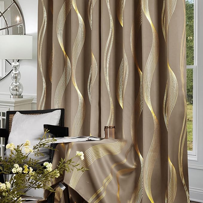 Deconovo Curtains for Living Room, Pattern Blackout Curtains 54 Inches Long | - Image 3