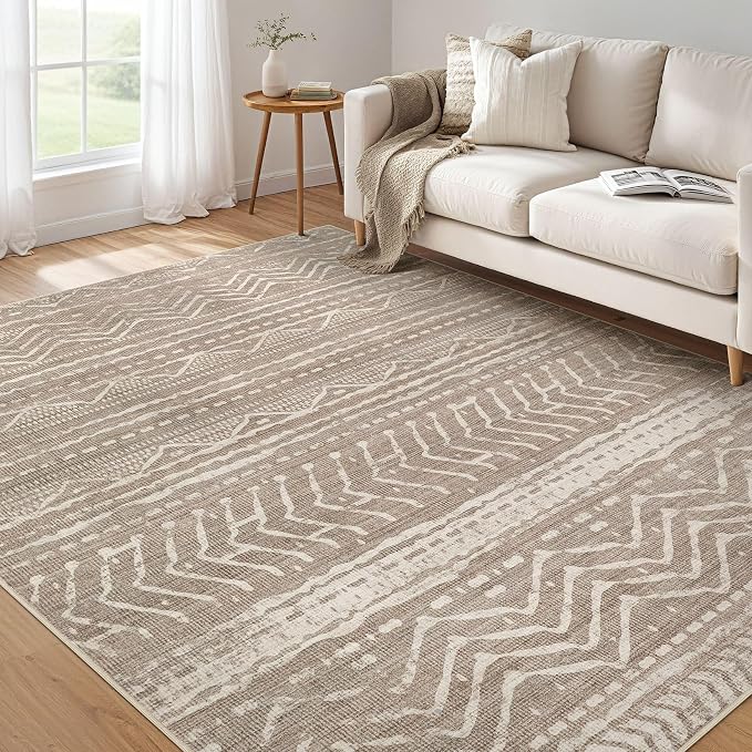 Nakagishi Boho 5x7 Area Rug Living Room Rugs Machine Washable Dark Brown | Soft by NakagishiAreaRug