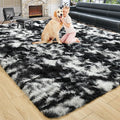 5x7 Tie-Dyed Black and White Fluffy Area Rug Non-Slip by ModernHomeDecor