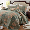 3 Pieces California King Size Quilt Set Olive Green Oversized 120x120 Inch by LEAONME