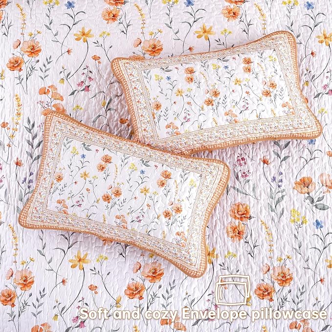 WONGS BEDDING Fall Quilt Set King, Microfiber Lightweight Farmhouse Bed Cover - Image 6