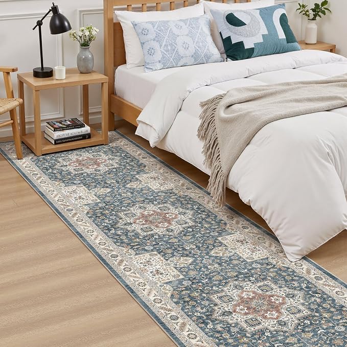 cotiled 2x8 Hallway Runner Rug for Entryway, Non-Slip Vintage, Vintage Blue | - Image 3