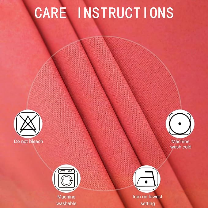 100% Blackout Curtains 52 x 63 Inch/Coral Curtains 2 Panels - Image 6