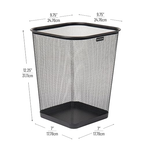 Mind Reader Mesh Trash Can, Waste Paper Basket, Metal Mesh, 9.75"L x 9.75"W x - Image 3