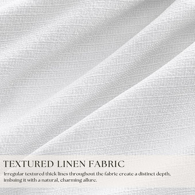 Snow White Pleated Linen 100% Blackout Curtains 84 Inches Long | Pinch Pleat - Image 3