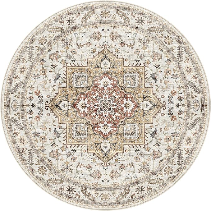 cotiled 8ft Round Living Room Area Rug, Traditional, Dining Room, and Home - Image 9