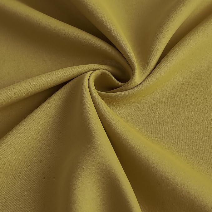 Yellow Pinch Pleated Curtains 63 Inch Length 2 Panels Set Noise Cancelling - Image 7