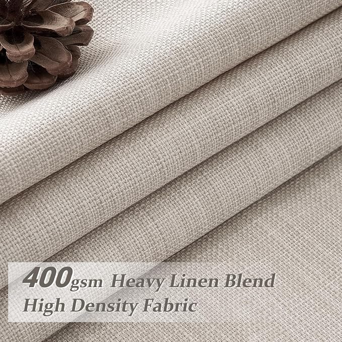 PleatedDrapes Blackout Greyish Beige Pleated Linen Curtains 98 Inches Long | - Image 2