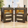 LED Night Stands Set of 2 with Charging Station | Hidden Gun Drawers, LED Human by ACTKISS