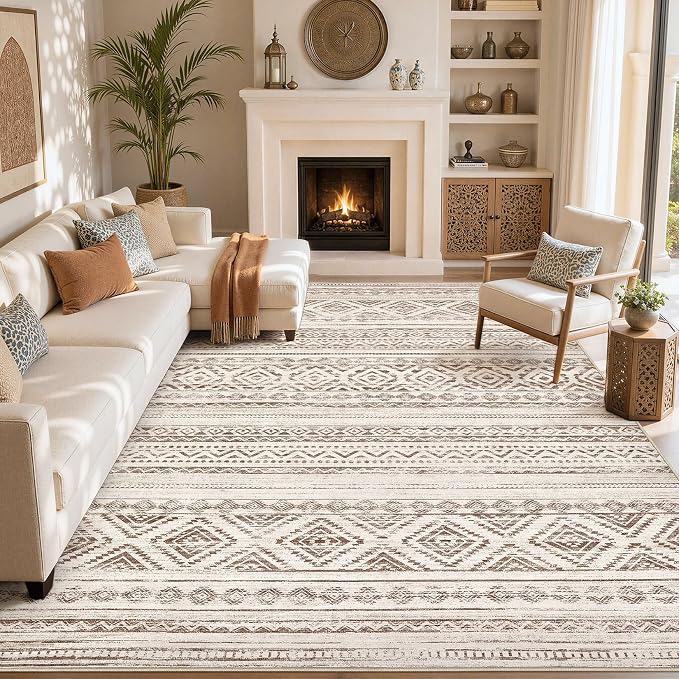 cotiled Boho 9x12 Area Rug for Living Room: Large Moroccan Washable Rug | Stain by COTILED