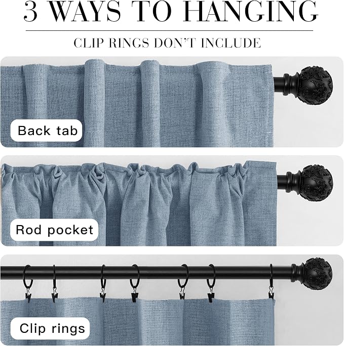 RYB HOME Smoky Blue 100% Blackout Curtains 63 Inch Long - Image 7